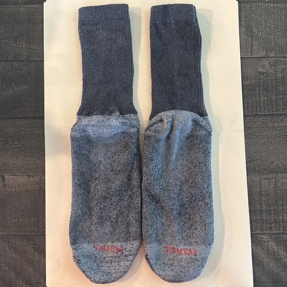 HANES Gray Men’s Crew Sock L Large Poly Cotton Blend $15 GUC